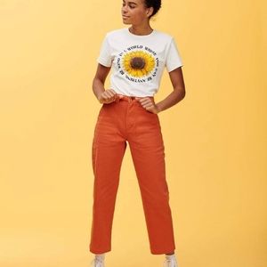 Lucy and Yak burnt orange rust cargo jeans